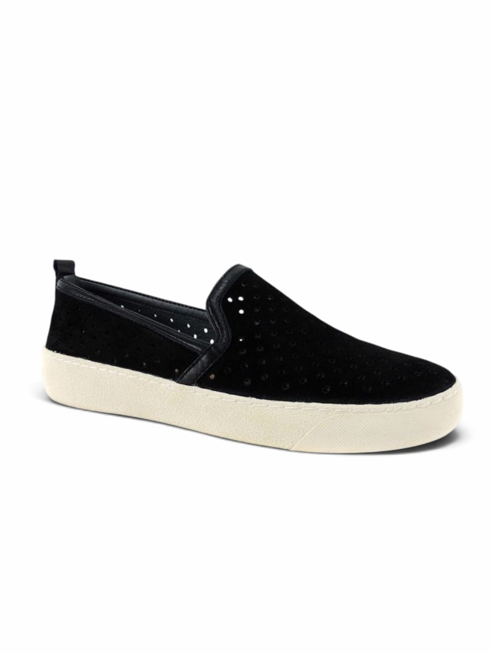 Sam Edelman Black Suede Perforated Slip-On Bea Sneakers Size 7.5 with Box